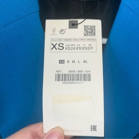 Zara Blue Front Button Blazer Size XS New With Tags - Picture 3 of 11